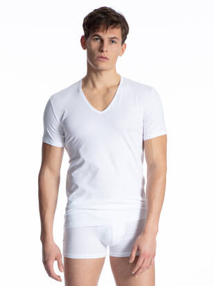 CALIDA Cotton Code T-Shirt V-Neck weiss