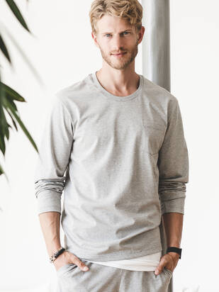 ISA Loungewear Langarm-Shirt grau-meliert