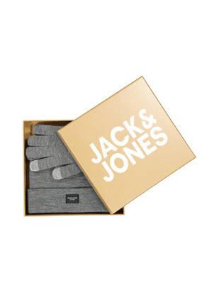 JACK & JONES Beani & Glove GIFTBOX JNR grau-mel.