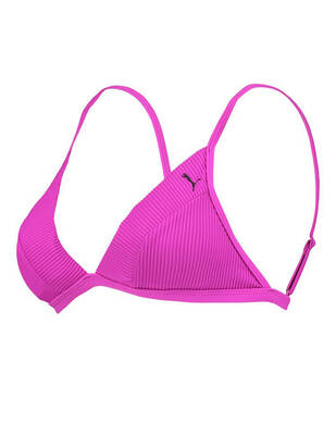PUMA Swim Ribbed Triangle Bikini Top purple-combo